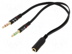 Cable | Jack 3.5mm 3pin plug x2,Jack 3.5mm 4pin socket | 0.2m
