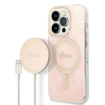 Guess Set GUBPP14LH4EACSP Case+ Charger for iPhone 14 Pro 6,1" / pink