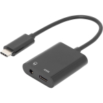 Digitus USB-C adapter to USB-C + 3.5mm jack (black)