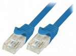 Patch cord | U/UTP | 5e | stranded | CCA | PVC | blue | 10m | 26AWG