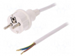 Cable | SCHUKO plug,CEE 7/7 (E/F) plug,wires | 2m | white | PVC | 16A