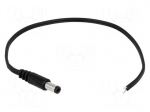 Cable | wires,DC 5,5/2,1 plug | straight | 0.5mm2 | black | 3m