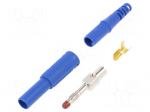 Plug | 4mm banana | 32A | 1kVDC | blue | insulated | Max.wire diam: 2.5mm