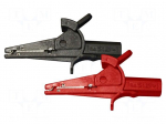 Crocodile clip | 10A | 1kV | black,red | Grip capac: max.25mm | L: 100mm