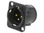Connector: XLR | socket | male | PIN: 3 | straight | THT | black | 6A