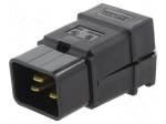 Connector: AC supply | plug | male | power supply | 20A | 250VAC | black