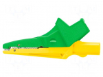 Crocodile clip | 12A | 600VDC | yellow-green | Grip capac: max.20mm