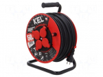 Extension lead | 3x2.5mm2 | 50m | rubber | black | Sockets no: 4 | reel