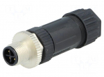 Connector: M12 | plug | PIN: 4 | male | straight | IP67 | screw terminal