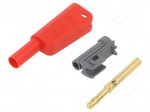 Laboratory connector: 4mm banana | 19A | 1kV | red | 1mm2 | gold-plated