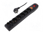Plug socket strip: protective | Sockets: 7 | 230VAC | 10A | black