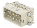 Connector: HDC | male | PIN: 10 | size 10A | contact insert | 600V | 16A