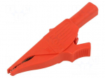 Crocodile clip | 19A | red | Grip capac: max.39.5mm | Socket size: 4mm