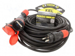 Extension lead | 3x1.5mm2 | 25m | rubber | black | Sockets no: 3 | 16A
