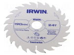 Circular saw | &Oslash;: 190mm | Teeth: 24 | wood | Holder: assembly hole | 30mm