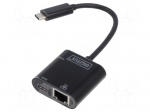 USB to Ethernet adapter | RJ45 socket,USB C plug | USB 3.0 | black
