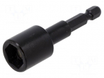 Screwdriver bit | 6-angles socket | 1/4" | HEX 13mm | Kind: impact