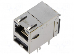 Connector: RJ45 + USB A | socket | PIN: 8 | shielded,with LED | 8p8c