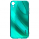 Back panel cover Evelatus Apple iPhone XR Water Ripple Full Color Electroplating Tempered Glass Case Green