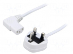 Cable | 3x0.75mm2 | BS 1363 (G) plug,IEC C13 female angled right
