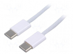 Cable | USB 2.0 | USB C plug,both sides | nickel plated | 1m | white