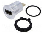 Adapter | HDMI socket,HDMI plug | Body: silver | Thread: M22 | 1&divide;10mm