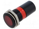 Indicator: LED | flat | red | 230VDC | 230VAC | &Oslash;22mm | IP67 | connectors
