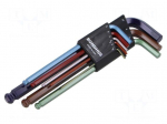 Wrench: hex key-set | spherical | ProTanium&reg;,steel | long | 9pcs.