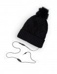Forever Winter Winter Hat Diamond Pattern with Built-in Stereo Headphones and Microphone 120cm 3.5mm Black