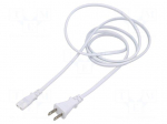 Cable | 2x0.75mm2 | IEC C7 female,JIS 8303 plug | PVC | 1.8m | white