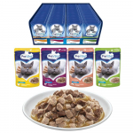 PREVITAL Cat Food Mix 4 Flavors Chicken, Veal, Salmon, Poultry &ndash; wet cat food &ndash; 96 x 100 g