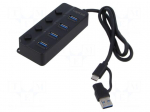 Hub USB | USB A socket x4,USB A plug,USB C plug | USB 3.2 Gen 1