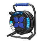 Elektrimaterjalid // Elektri laiendid, Pikendusjuhtmete, hajutuste ja UK ja USA adapterite komplekt // Przedłużacz bębnowy profesjonalny IP44, 4 gniazda 2P+Z, kabel gumowy olejoodporny, H07RN-F 3x2,5mm?, długość 20m, unikatowy stojak CUBE, STAŁE GNIAZDA,