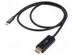 Cable | HDMI plug,USB C plug | PVC | HDMI 2.0,USB 3.1 | 1m | black