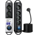 Qoltec Surge protector | 4 sockets | 2.5m | Black