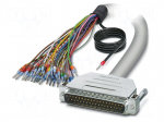Cable | D-Sub 37pin plug,wires | PVC | Len: 2m | grey | Core: Cu | IP54