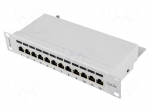 Patch panel | white | Number of ports: 12 | 10" | Cat: 5e | rack 10"