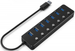 USB Centrmezgls Gembird USB 3.1 Powered 7-port Hub with Switches Black