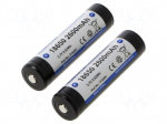 Re-battery: Li-Ion | 18650,MR18650 | 3.7V | 2500mAh | &Oslash;18.5x6.9mm