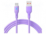 Cable | USB 2.0 | USB A plug,USB C plug | nickel plated | 1m | violet