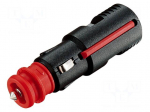 Cigarette lighter plug | screw terminal | 16A | Sup.volt: 12&divide;24VDC
