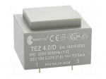 Transformer: encapsulated | 4VA | 230VAC | 15V | 266.6mA | Mounting: PCB