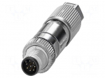 Connector: M12 | plug | PIN: 8 | 30V | straight | IP65 | IDC | Contacts: CuSn