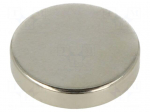 Magnet: permanent | NdFeB | 25N | &Oslash;: 15mm | H: 3mm | Plating: nickel | disk