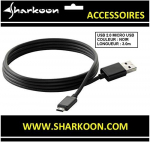 Sharkoon USB 2.0 Type-A to Micro-USB Type-B Cable, Black, 3 m