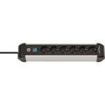 Brennenstuhl Premium-Alu-Line power strip 6-way (black/silver, 3 meters, with safety switch)