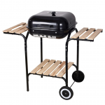 Grill ogrodowy, węglowy, z pokrywą, z p&oacute;łkami i k&oacute;łkami