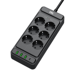 Elektrimaterjalid // Elektri laiendid, Pikendusjuhtmete, hajutuste ja UK ja USA adapterite komplekt // Listwa przepięciowa, 6 gniazd 2p+z oraz gniazdami usb a, usb c, 2m, schuko ; kel