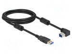 Cable | USB A plug,USB B plug 90&deg; up/down | gold-plated | 2m | black