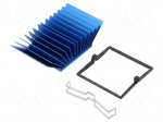 Heatsink: extruded | grilled | BGA | blue | L: 40mm | W: 40mm | H: 17.5mm